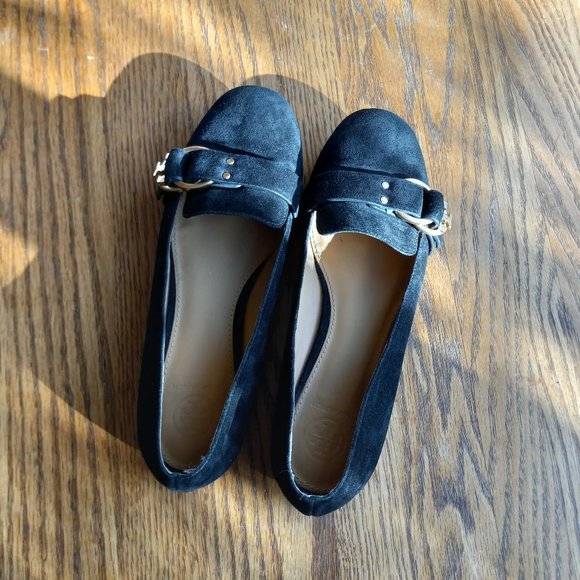 Tory Burch Black Suede Smoking Loafer Academia Quiet Luxury Size 7.5 - Picture 9 of 16